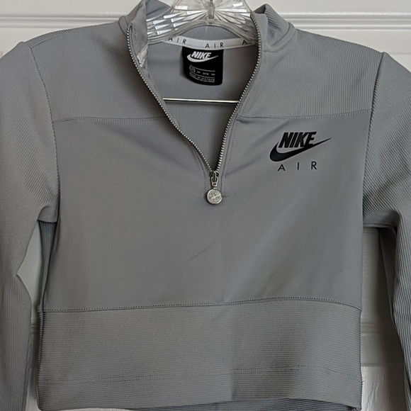 nike air ribbed high neck light beige long sleeve top